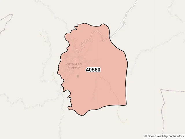 Mapa del código postal 40560, Cuetzala del Progreso, Guerrero