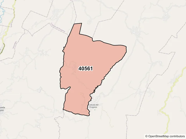 Mapa del código postal 40561, Cuetzala del Progreso, Guerrero