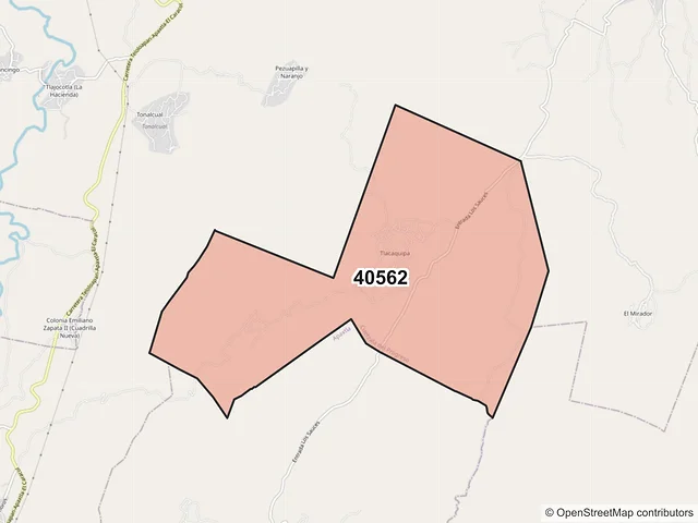 Mapa del código postal 40562, Cuetzala del Progreso, Guerrero