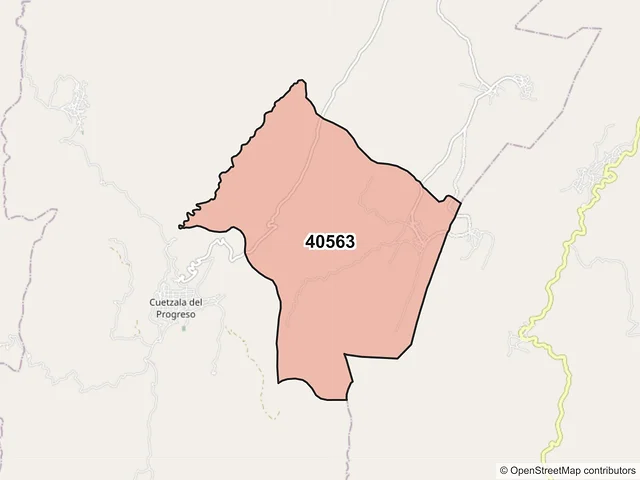Mapa del código postal 40563, Cuetzala del Progreso, Guerrero