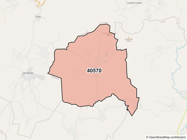 Mapa del código postal 40570, Cuetzala del Progreso, Guerrero