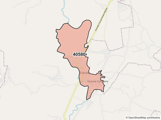 Mapa del código postal 40580, Cocula, Guerrero