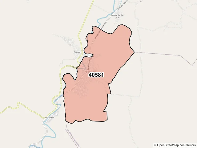 Mapa del código postal 40581, Cocula, Guerrero