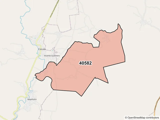 Mapa del código postal 40582, Cocula, Guerrero