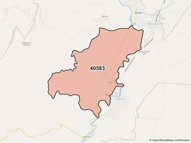 Mapa del código postal 40583, Cocula, Guerrero