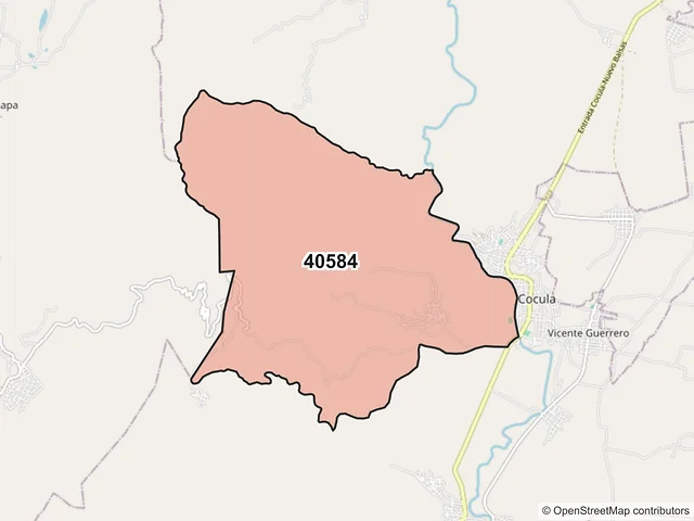 Mapa del código postal 40584, Cocula, Guerrero