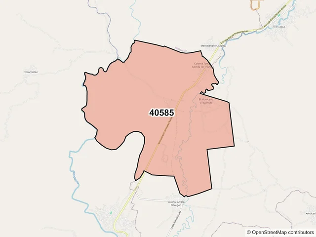 Mapa del código postal 40585, Cocula, Guerrero