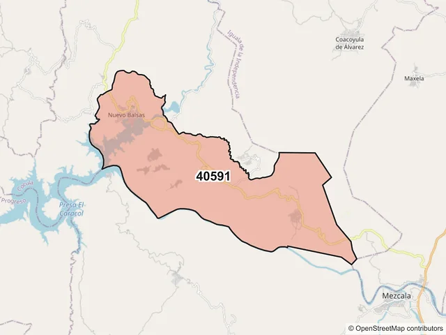 Mapa del código postal 40591, Cocula, Guerrero