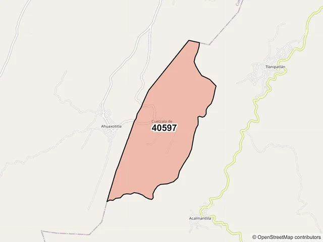 Mapa del código postal 40597, Cocula, Guerrero