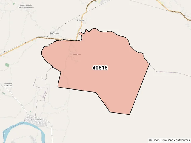 Mapa del código postal 40616, Tlapehuala, Guerrero