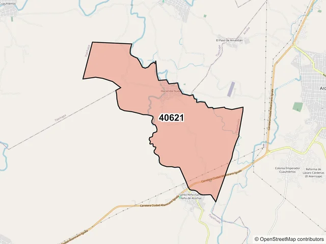 Mapa del código postal 40621, Tlapehuala, Guerrero
