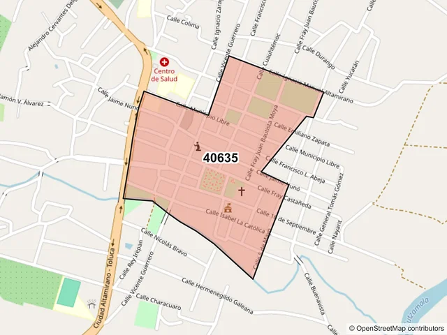 Mapa del código postal 40635, Cutzamala de Pinzón, Guerrero