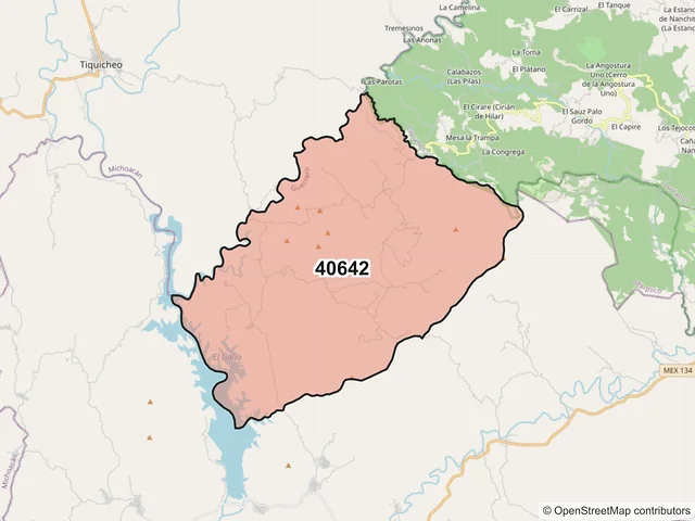 Mapa del código postal 40642, Cutzamala de Pinzón, Guerrero