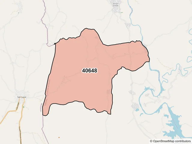 Mapa del código postal 40648, Cutzamala de Pinzón, Guerrero