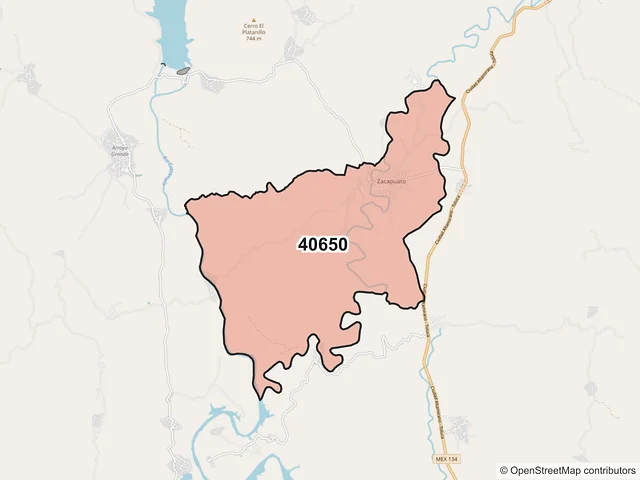 Mapa del código postal 40650, Cutzamala de Pinzón, Guerrero