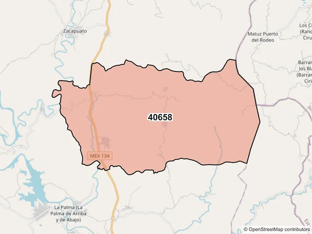 Mapa del código postal 40658, Cutzamala de Pinzón, Guerrero