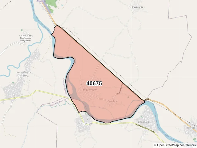 Mapa del código postal 40675, Pungarabato, Guerrero