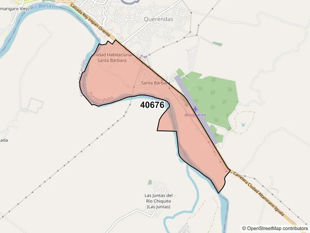Mapa del código postal 40676, Pungarabato, Guerrero