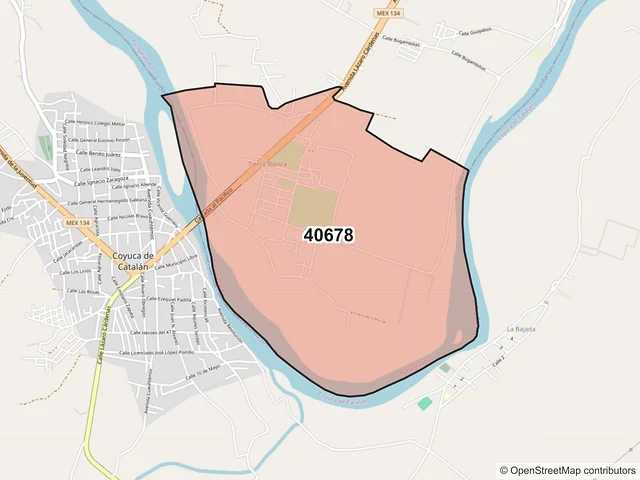 Mapa del código postal 40678, Pungarabato, Guerrero
