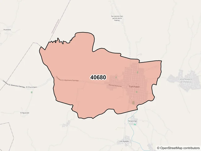 Mapa del código postal 40680, Tlalchapa, Guerrero