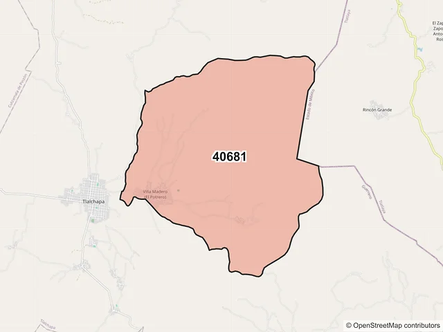 Mapa del código postal 40681, Tlalchapa, Guerrero