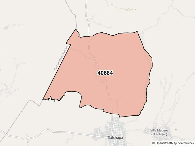 Mapa del código postal 40684, Tlalchapa, Guerrero