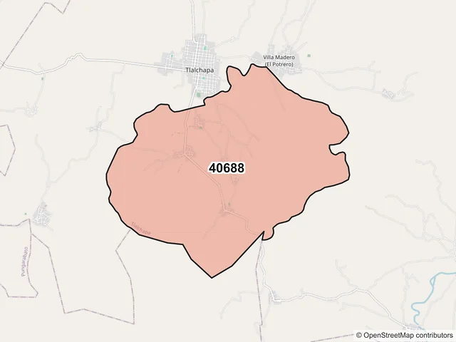 Mapa del código postal 40688, Tlalchapa, Guerrero