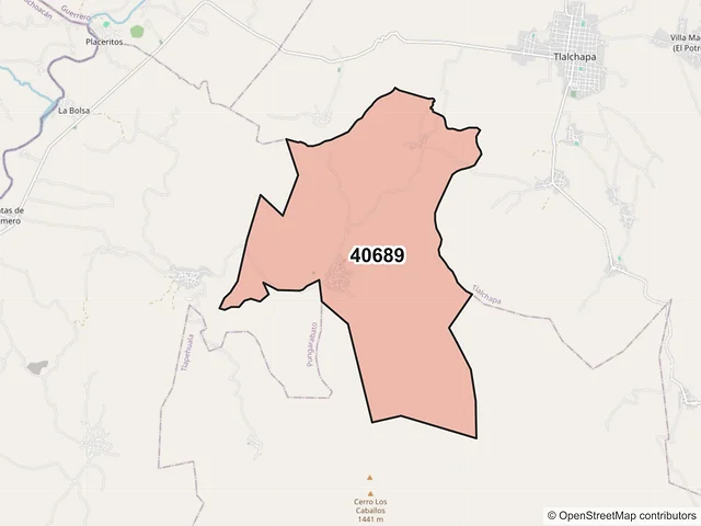 Mapa del código postal 40689, Tlalchapa, Guerrero