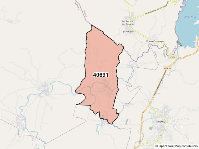 Mapa del código postal 40691, Tlalchapa, Guerrero