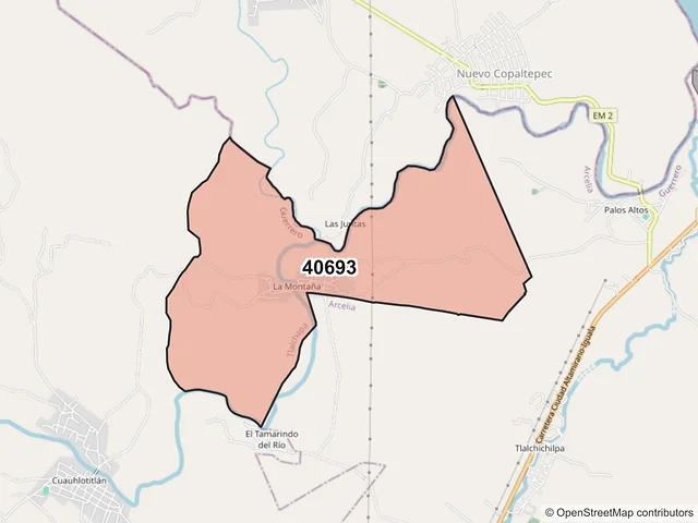 Mapa del código postal 40693, Tlalchapa, Guerrero