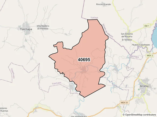 Mapa del código postal 40695, Tlalchapa, Guerrero