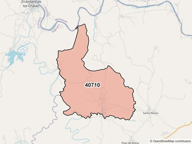 Mapa del código postal 40710, Coyuca de Catalán, Guerrero