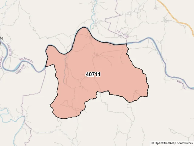 Mapa del código postal 40711, Coyuca de Catalán, Guerrero