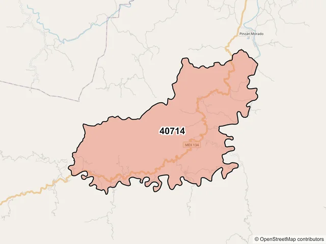 Mapa del código postal 40714, Coyuca de Catalán, Guerrero