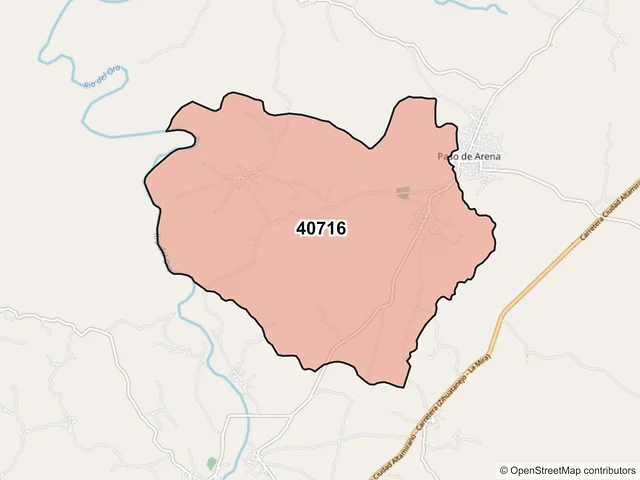 Mapa del código postal 40716, Coyuca de Catalán, Guerrero