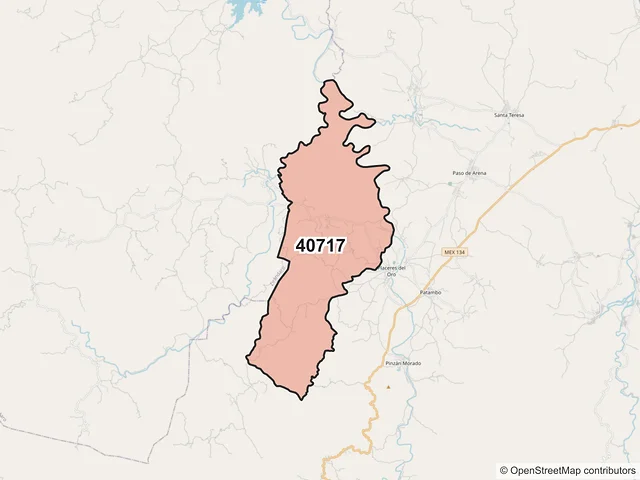 Mapa del código postal 40717, Coyuca de Catalán, Guerrero