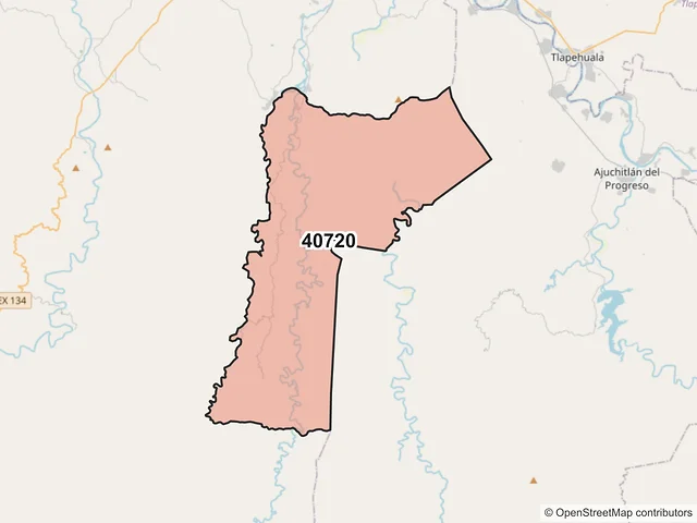 Mapa del código postal 40720, Coyuca de Catalán, Guerrero