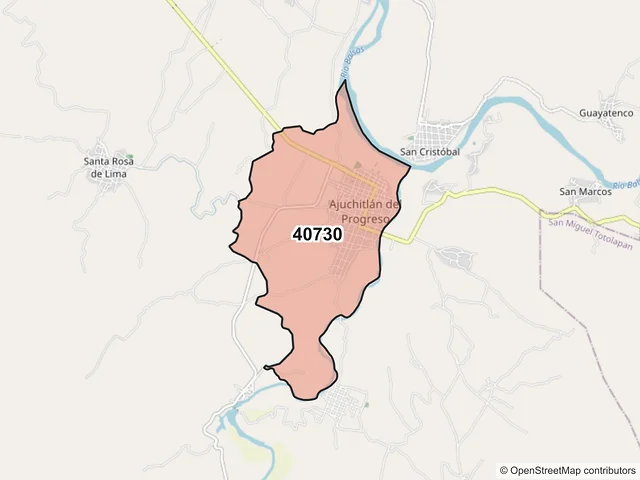 Mapa del código postal 40730, Ajuchitlán del Progreso, Guerrero