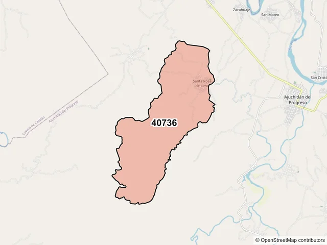 Mapa del código postal 40736, Ajuchitlán del Progreso, Guerrero