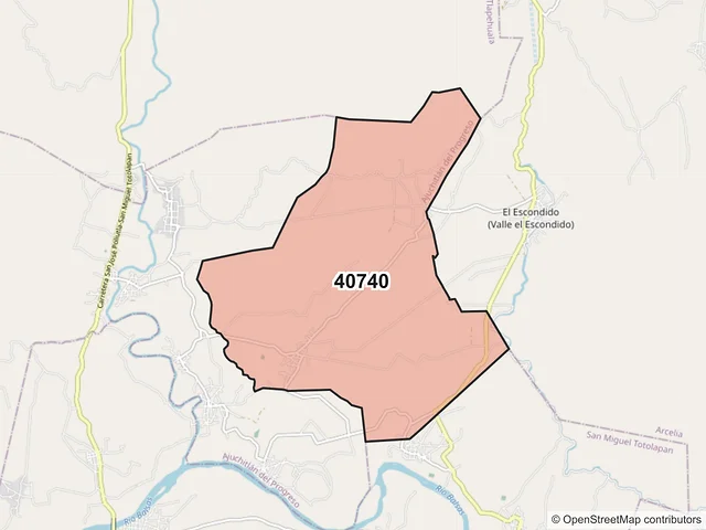 Mapa del código postal 40740, Ajuchitlán del Progreso, Guerrero