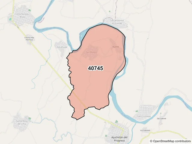 Mapa del código postal 40745, Ajuchitlán del Progreso, Guerrero