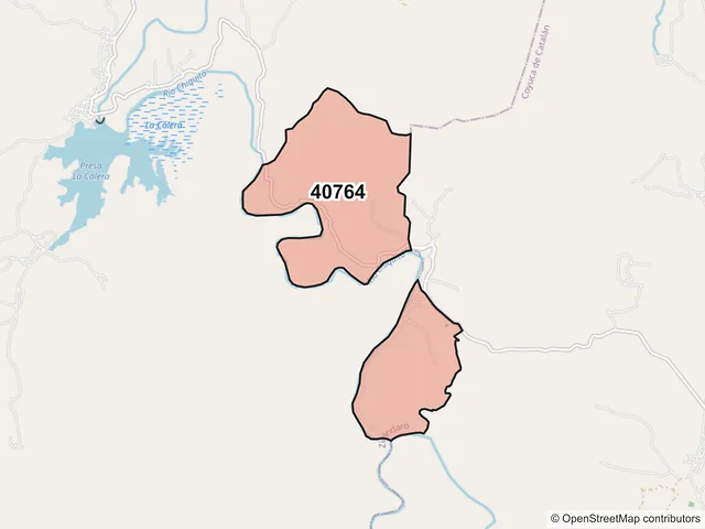Mapa del código postal 40764, Zirándaro, Guerrero