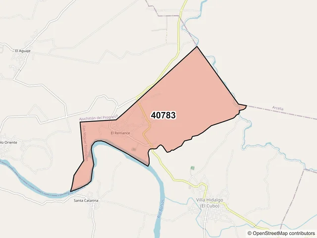 Mapa del código postal 40783, San Miguel Totolapan, Guerrero