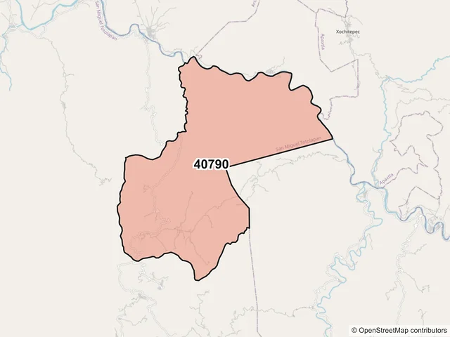Mapa del código postal 40790, San Miguel Totolapan, Guerrero