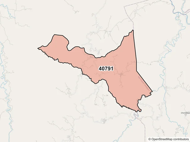 Mapa del código postal 40791, San Miguel Totolapan, Guerrero