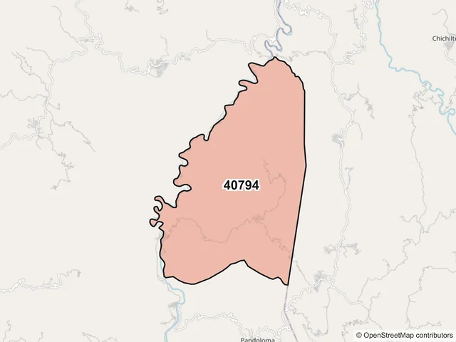 Mapa del código postal 40794, San Miguel Totolapan, Guerrero