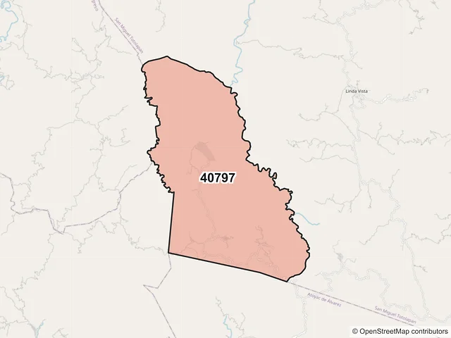Mapa del código postal 40797, San Miguel Totolapan, Guerrero