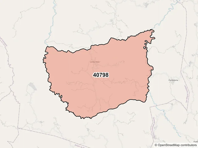 Mapa del código postal 40798, San Miguel Totolapan, Guerrero