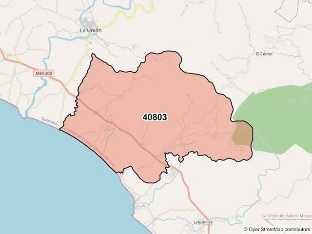 Mapa del código postal 40803, La Unión de Isidoro Montes de Oca, Guerrero
