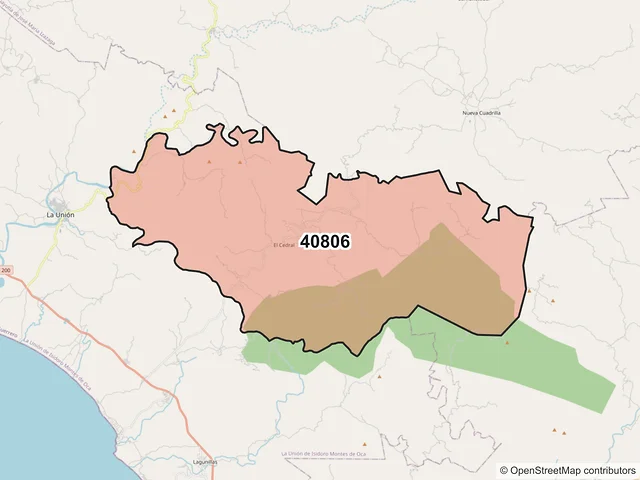 Mapa del código postal 40806, La Unión de Isidoro Montes de Oca, Guerrero